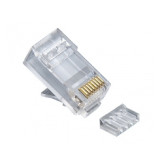 Standard Cat6, 2 Pieces Round-Solid 3-Prong RJ45 Connectors, 100pc Jar