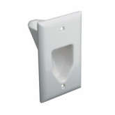 Single Gang Recessed Low Voltage Cable Plate- White