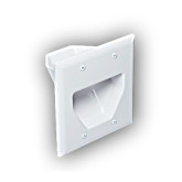 Datacomm Electronics 45-0002-UWH 2-Gang Recessed Low Voltage Cable Plate, Ultra White