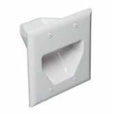 2-Gang Recessed Low Voltage Cable Plate - White