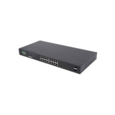 Conmutador PoE+ Gigabit Ethernet de 16 puertos con 2 puertos SFP y pantalla LCD