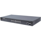 Conmutador administrado por web PoE+ Gigabit Ethernet de 16 puertos con 2 puertos SFP