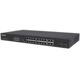 Conmutador PoE+ Gigabit Ethernet de 16 puertos con 4 RJ45 Gigabit y 2 SFP