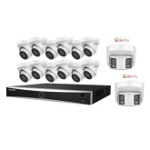 8MP PoE Kit (12) IP IR 2.8mm Cameras, (2) 180° Panoramic Camera and 16-Channels PoE Acusense NVR