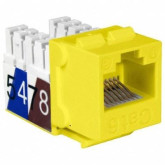 Cat 6 Slim-Style 90 Degree Keystone Jacks, 8P8C, Yellow