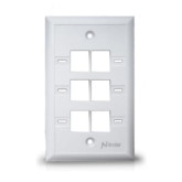 Single-Gang Face Plate with Icons - 6 Ports, White