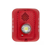 Serie L Luz Estroboscópica/Bocina LED Compacto de 2 Cables para Montaje en Pared Interior - Rojo, Marcado "FIRE"