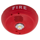 Serie L Luz Estroboscópica/Bocina LED de 2 Cables para Montaje en Techo Interior - Rojo, Marcado "FIRE"