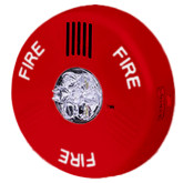 24 V Indoor Ceiling LED Strobe - Red, "FIRE" Marking