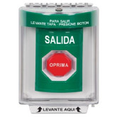 Green Exit Pneumatic Illuminated Flush Button with Horn, Spanish