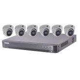 Kit TurboHD de 6 cámaras tipo torreta de 5 MP y (1) DVR de 8 canales de 2 TB