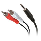 Dual RCA Male to 3.5 mm Stereo Male Adapter Cable - 3 Ft