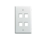 1-Gang, 4-Port Wall Plate, White