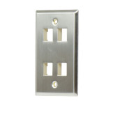 Single-gang, 4-Port Wall Plate, Stainless Steel
