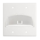 Double Gang Hinged Bull Nose Wall Plate - White