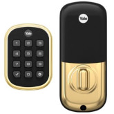 Yale Pro Pushbutton Deadbolt Z-Wave- Key Free - Polished Brass